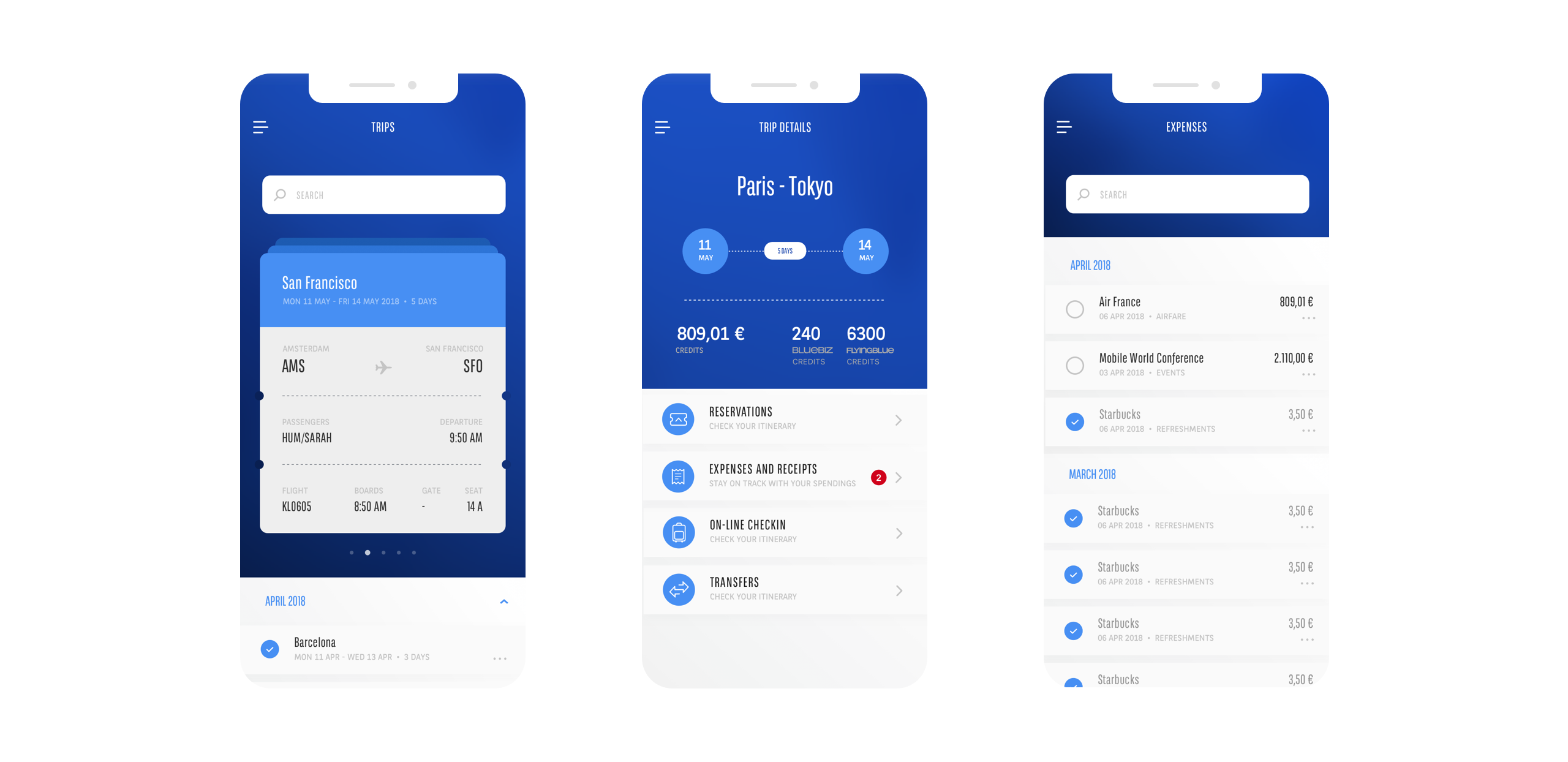 Trip Details & Expenses screens